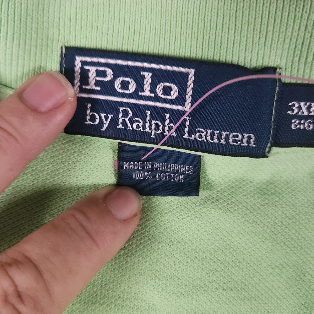 Polo Ralph Lauren Shirt‎ Mens 3XB Green Short Sleeve Pique Knit Polo Blue Pony